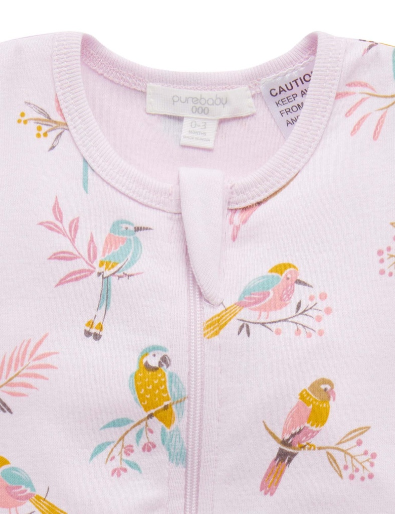 Purebaby | Parrot Short Sleeve Rib Growsuit