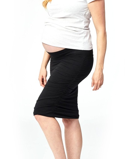 [R-332-06-Black-XS] Cake Maternity | Ruched Fitted Skirt (X-Small, Black)