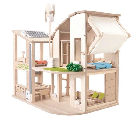 [7156] Plan Toys | Green Dollhouse with Furniture