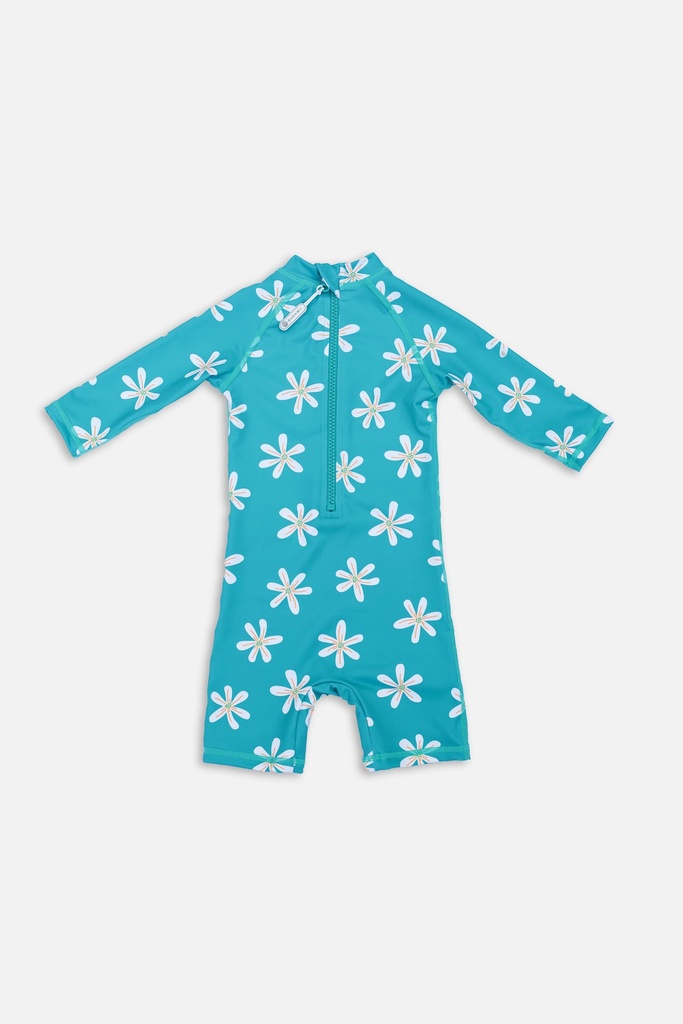 Badawii | Baby Swimsuit - Tropical Flower Deep Green