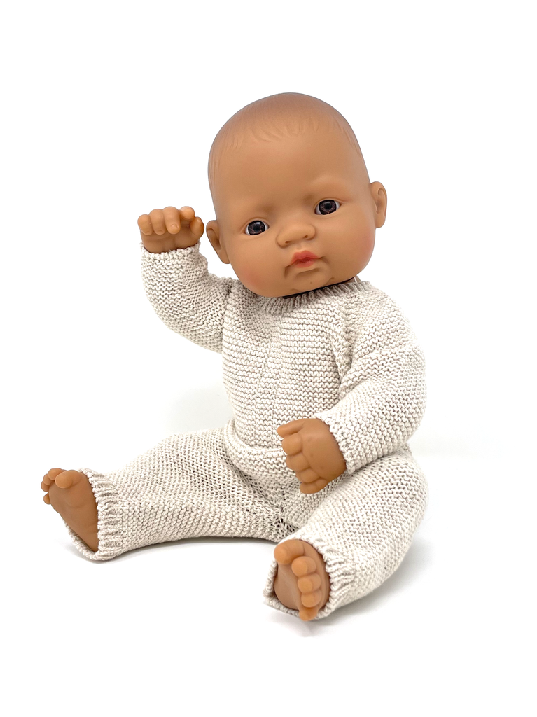Miniland | Knitted Pajama for Girl Doll - Linen color