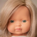 Miniland | Caucasian Dark Blonde Doll with Cream Romper