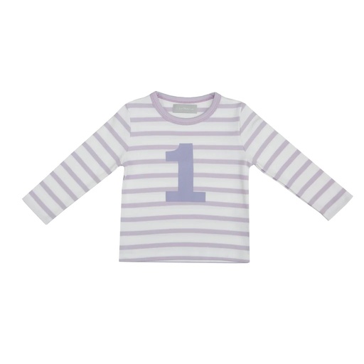 [KT431/1-2] Bob & Blossom | Long Sleeve Striped Number 1 (Violet & White)