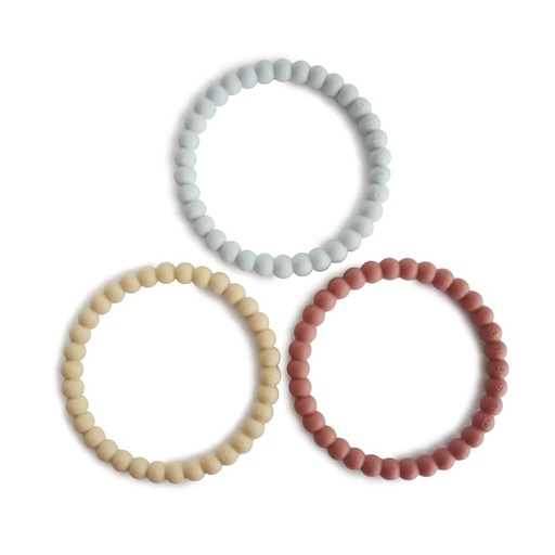 [MUS030206] Mushie | Silicone Pearl Teether Bracelets (Mellow/Terracotta/Periwinkle)