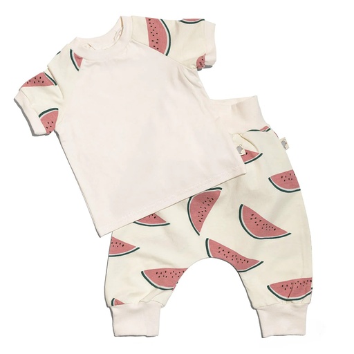[10853447] Vay's Kingdom | Pants & T-shirt - Cream Watermelon (3y)