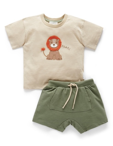 [9336995326957] Purebaby | Olive Hungry Lion Set (5y)