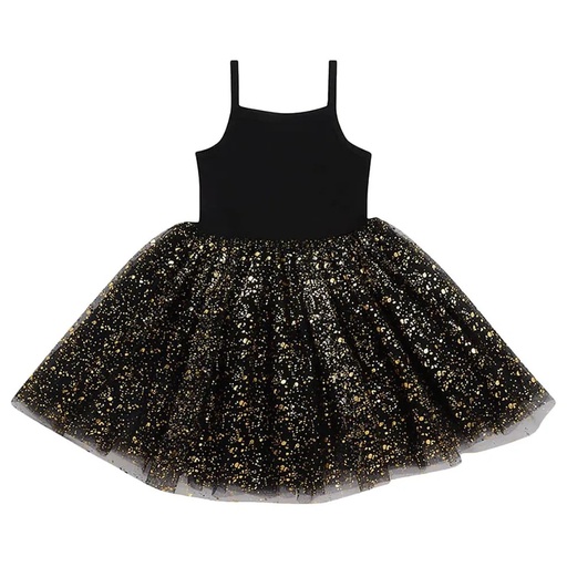 [D28/1-2] Bob & Blossom | Dress - Black & Gold Sparkle (1-2y)
