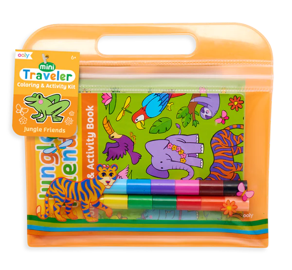 Ooly | Mini Traveler Coloring & Activity Kit - Jungle Friends