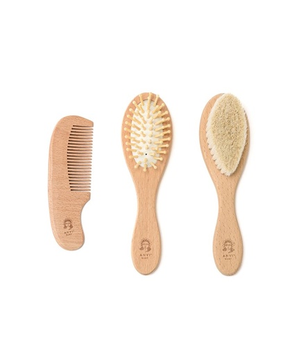 [WHBS-3] Anvi Baby | 100% Natural Baby Wooden Hair Brush Set