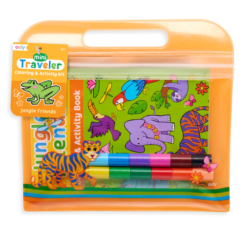 [138-015] Ooly | Mini Traveler Coloring & Activity Kit - Jungle Friends