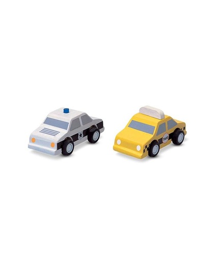 [6073] Plan Toys | City Taxi & Police Car