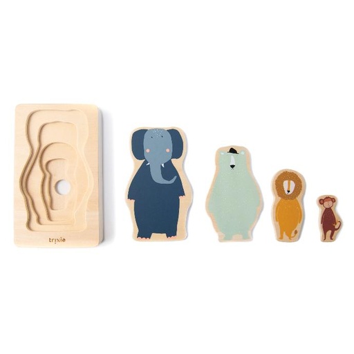 [36-160] Trixie | Wooden 4-Layer Animal Puzzle