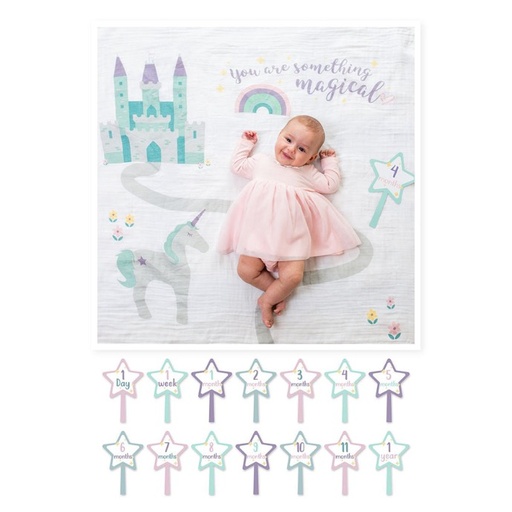 [LJ590] Lulujo | Baby's First Year Blanket & Card Set - Something Magical